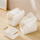 Cesto plástico Organizador Com Alça de Madeira